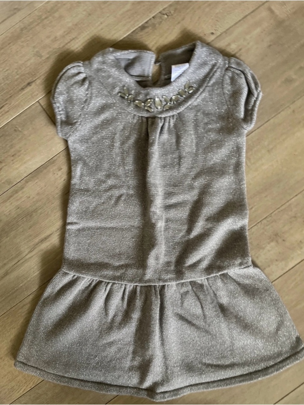 Bundle 3/$15 Gymboree Silver Glitter Knit Dress with Jeweled Collar Size 5
